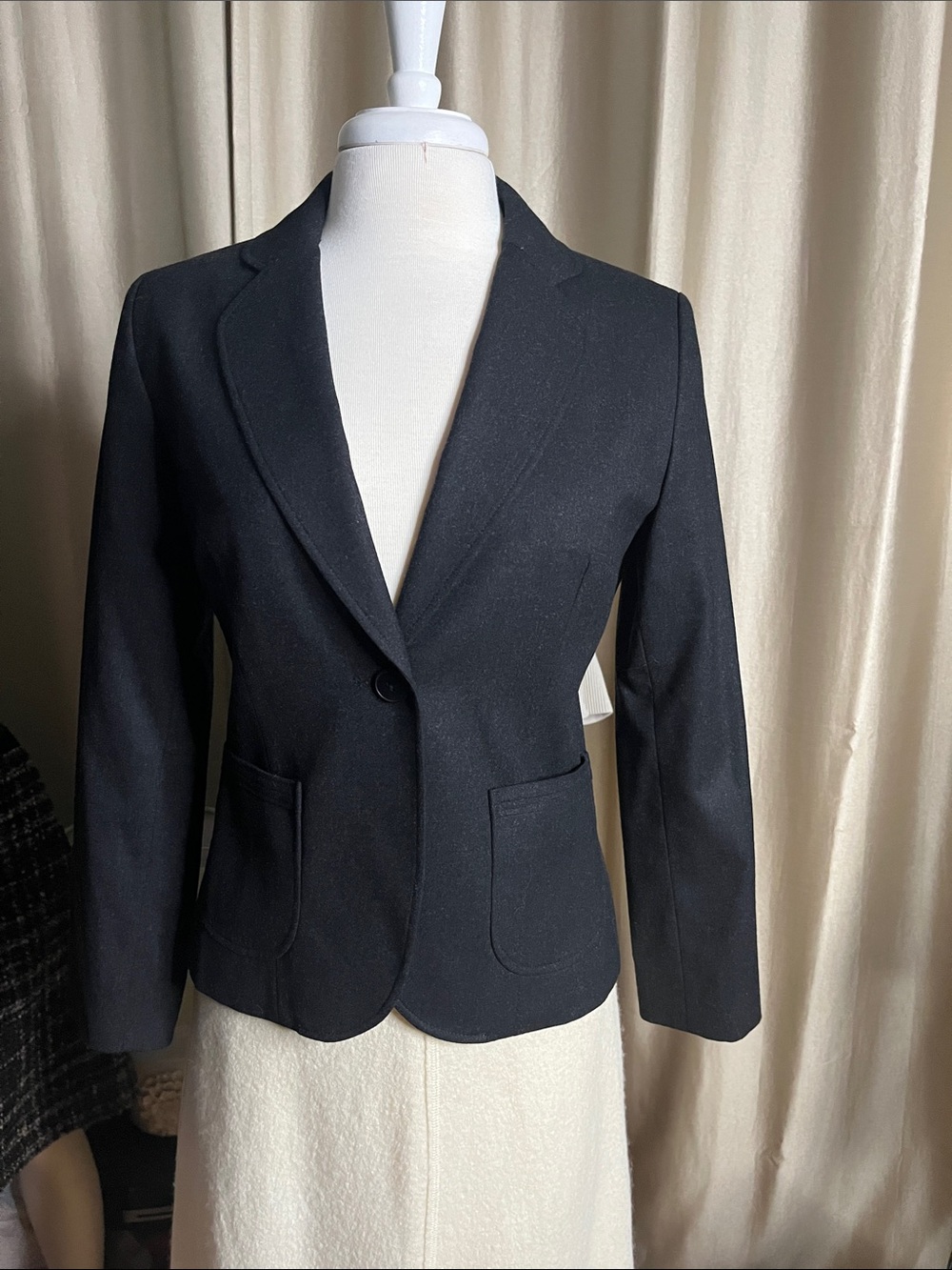 Teenflo blazer 1 button wool 98 black fine tailored